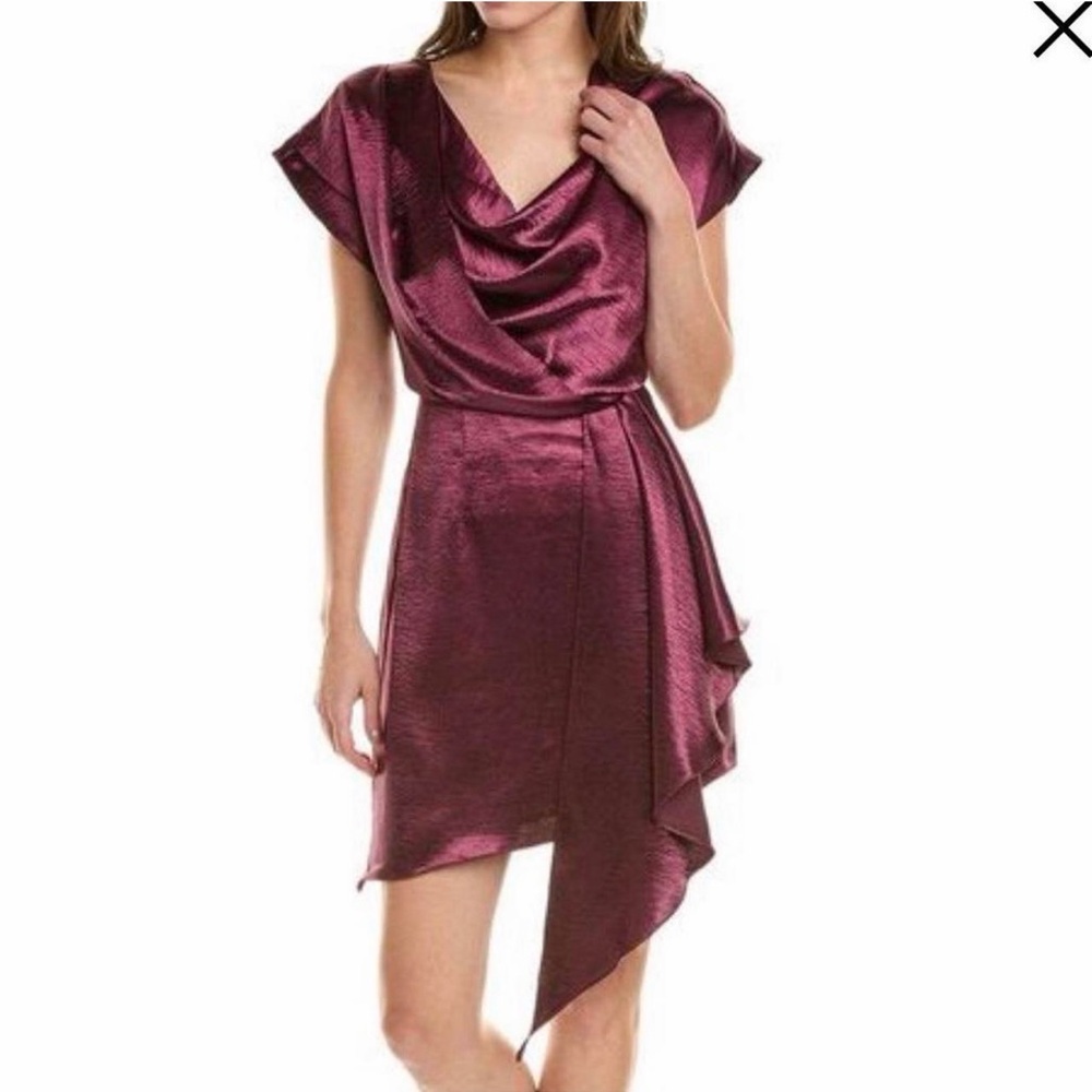 Laundry by Shelli Segal Satin Wine Womens Sz 6 Cocktail Formal Dress Lined Mini